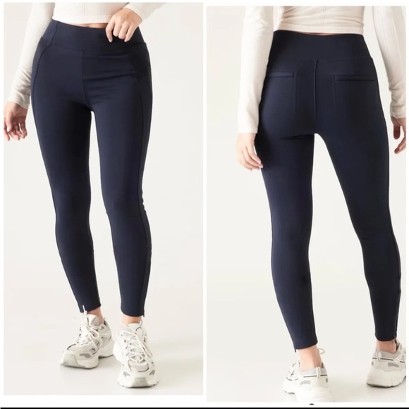 Athleta Delaney Skyline High Rise Hybrid Zippered Ankle Pants in Navy - Picture 1 of 9